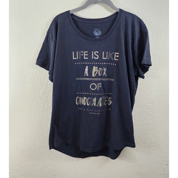 Bubba Gump Shrimp Co Juniors XXL Black Life is Like a Box of Chocolates T-Shirt - Picture 1 of 4